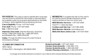 Tarjeta de identificación del afiliado l MHS Indiana